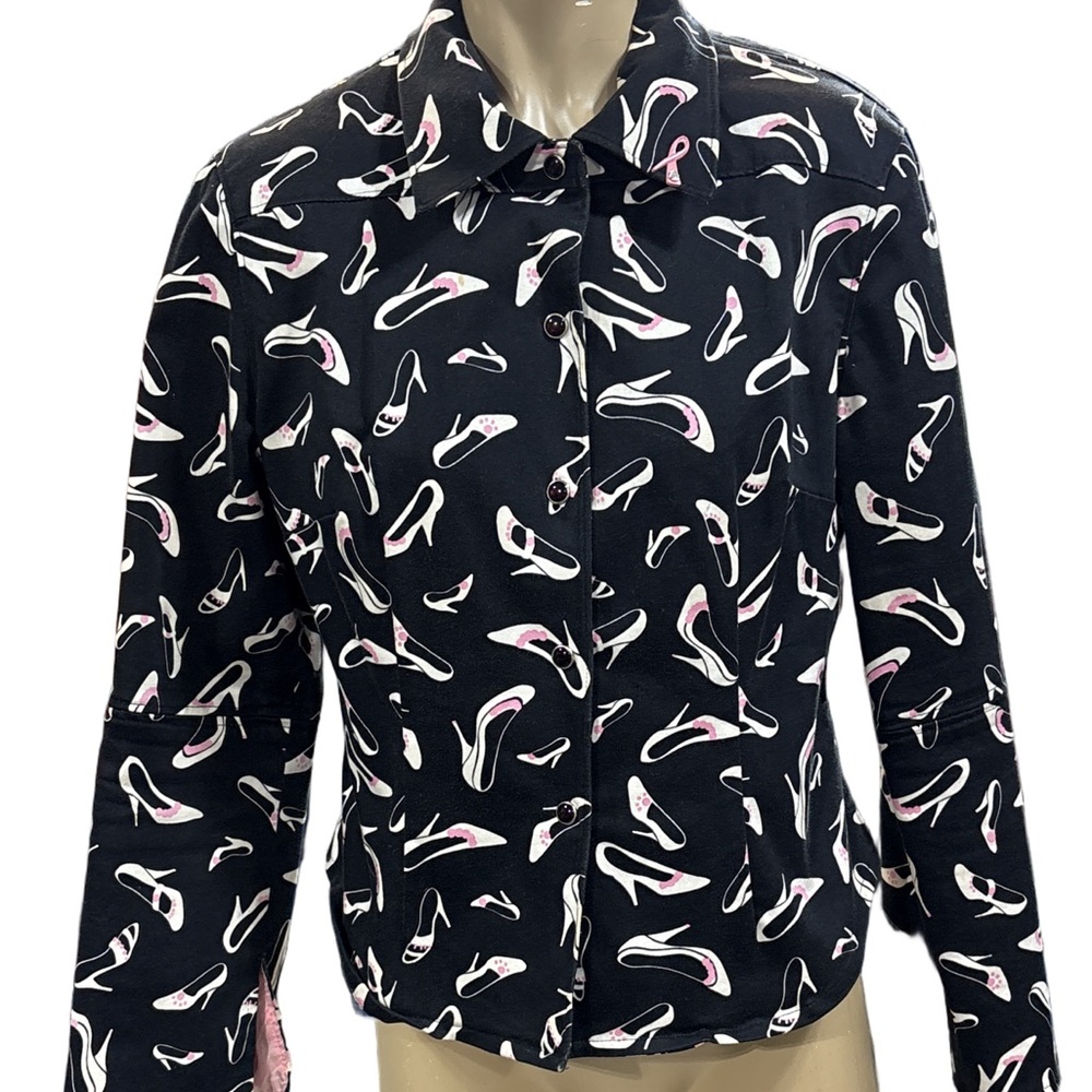 Bianca Nygard Snap Up Shirt with Shoe Print